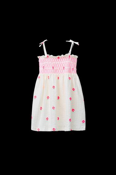 TRÄGERKLEID MIT GUMMIZUG UND BLUMEN - Cremefarben von Zara - Bild 0