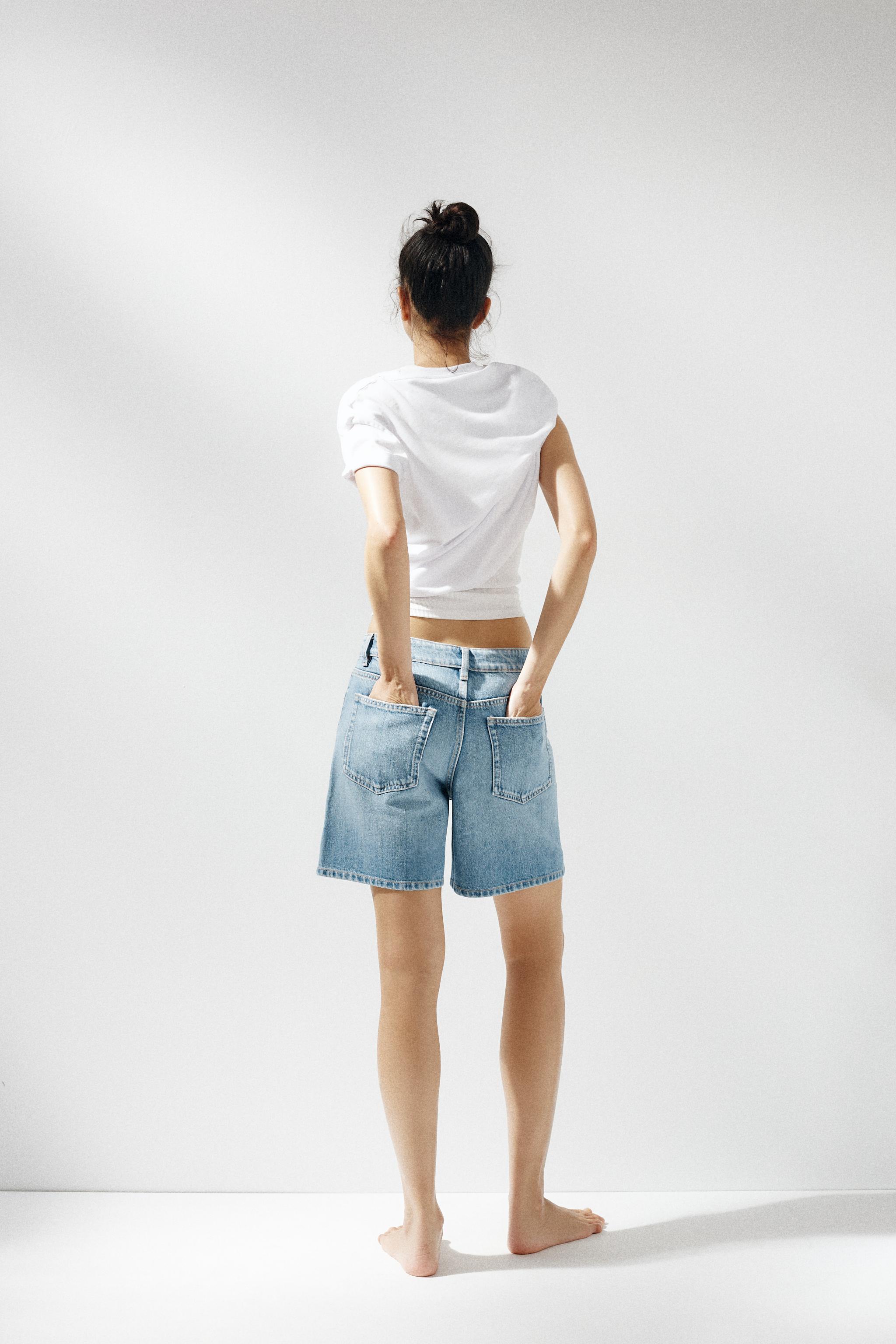 【zara】ミッドライズ バギーフィット デニムバミューダショーツ zara】ミッドライズ バギーフィット デニムバミューダショーツ