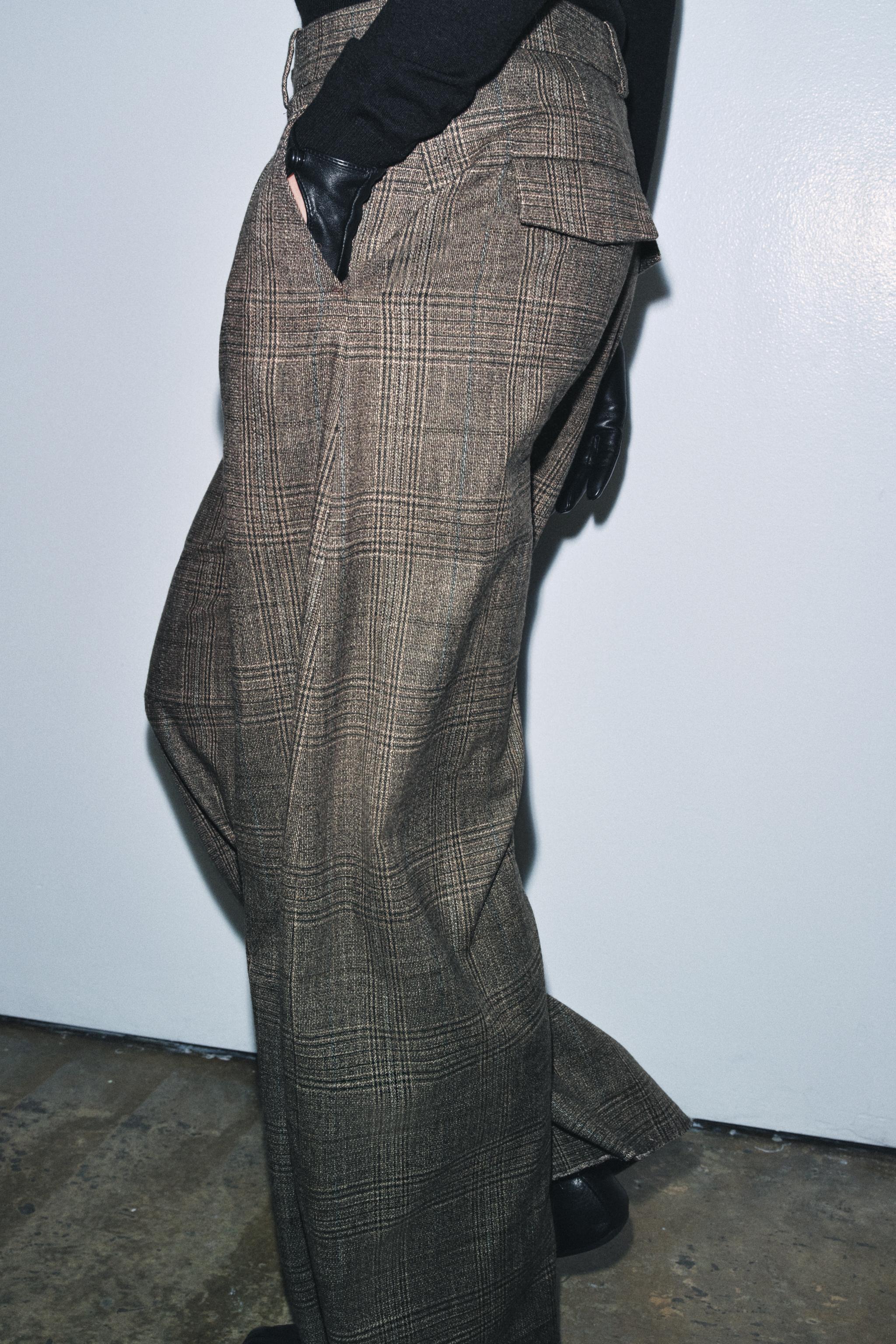 CHECKED WOOL BALLOON PANTS ZW COLLECTION