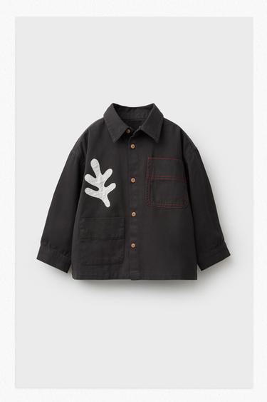 LEAF PATCH OVERSHIRT - Brown by Zara