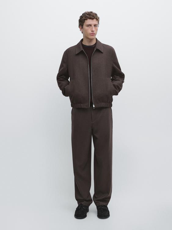 Wool blend jogger fit trousers