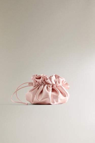 SATEEN BUCKET BAG - Pink by Zara