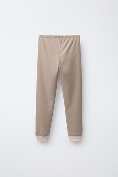 6-14 YEARS/CONTRAST RIBBED PYJAMAS - camel by Zara - Image 4