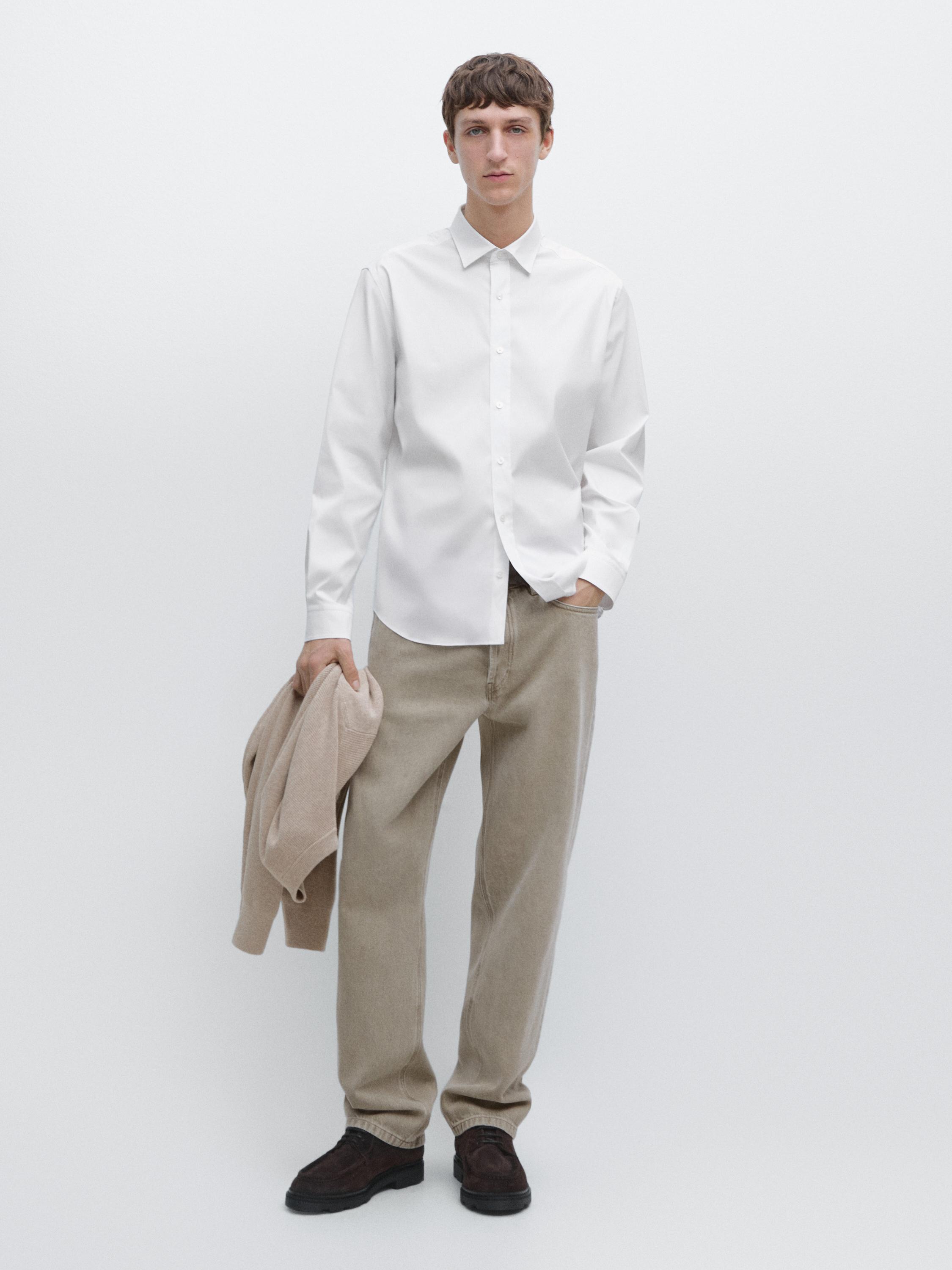 Slim fit stretch cotton blend shirt