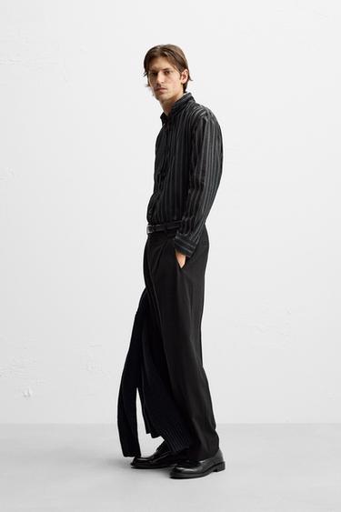 STRIPED SEMI-SHEER SHIRT - Black by Zara - Image 3