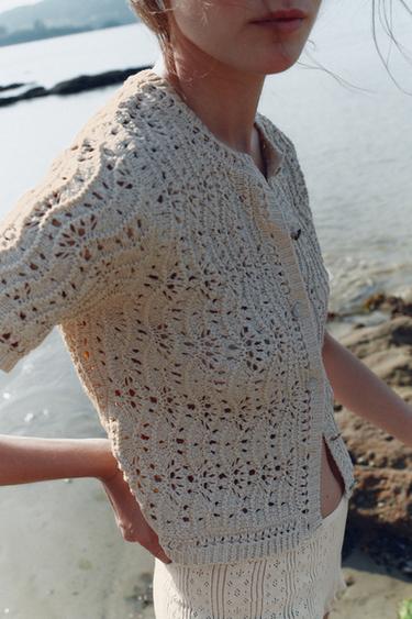 GILET EN MAILLE OUVERTE - Beige de Zara