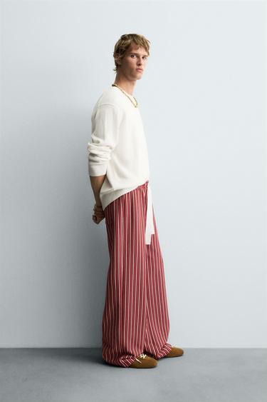 STRIPED RELAXED FIT TROUSERS - Red by Zara - Image 3