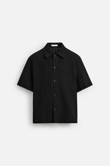 Zara GEOMETRIC JACQUARD SHIRT - Black