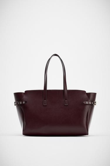 BOLSO MAXI SHOPPER - Rojo Burdeos de Zara