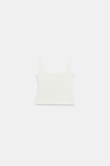 TOP À BRETELLES ET ALAMARES - Blanc cassé de Zara - Image 7