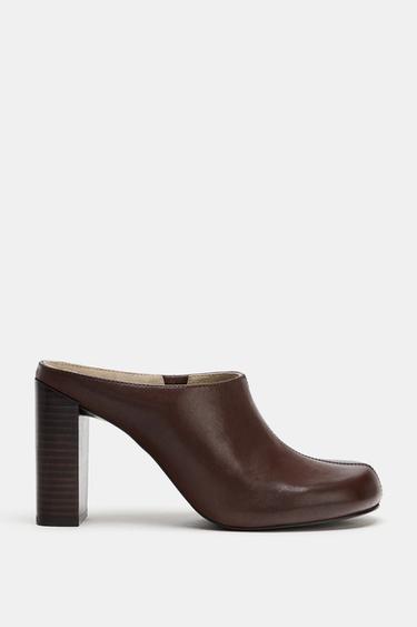 LEATHER HEELED MULES LIMITED EDITION - Brown by Zara
