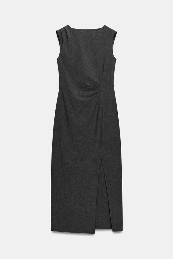 DRAPED MIDI DRESS - Dark grey by Zara - Image 0