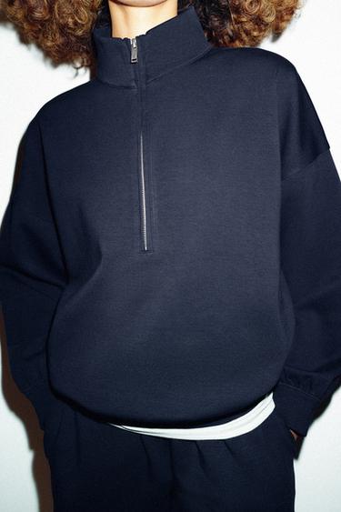 OVERSIZE ZIP-UP SWEATSHIRT - Navy blue by Zara - Image 1