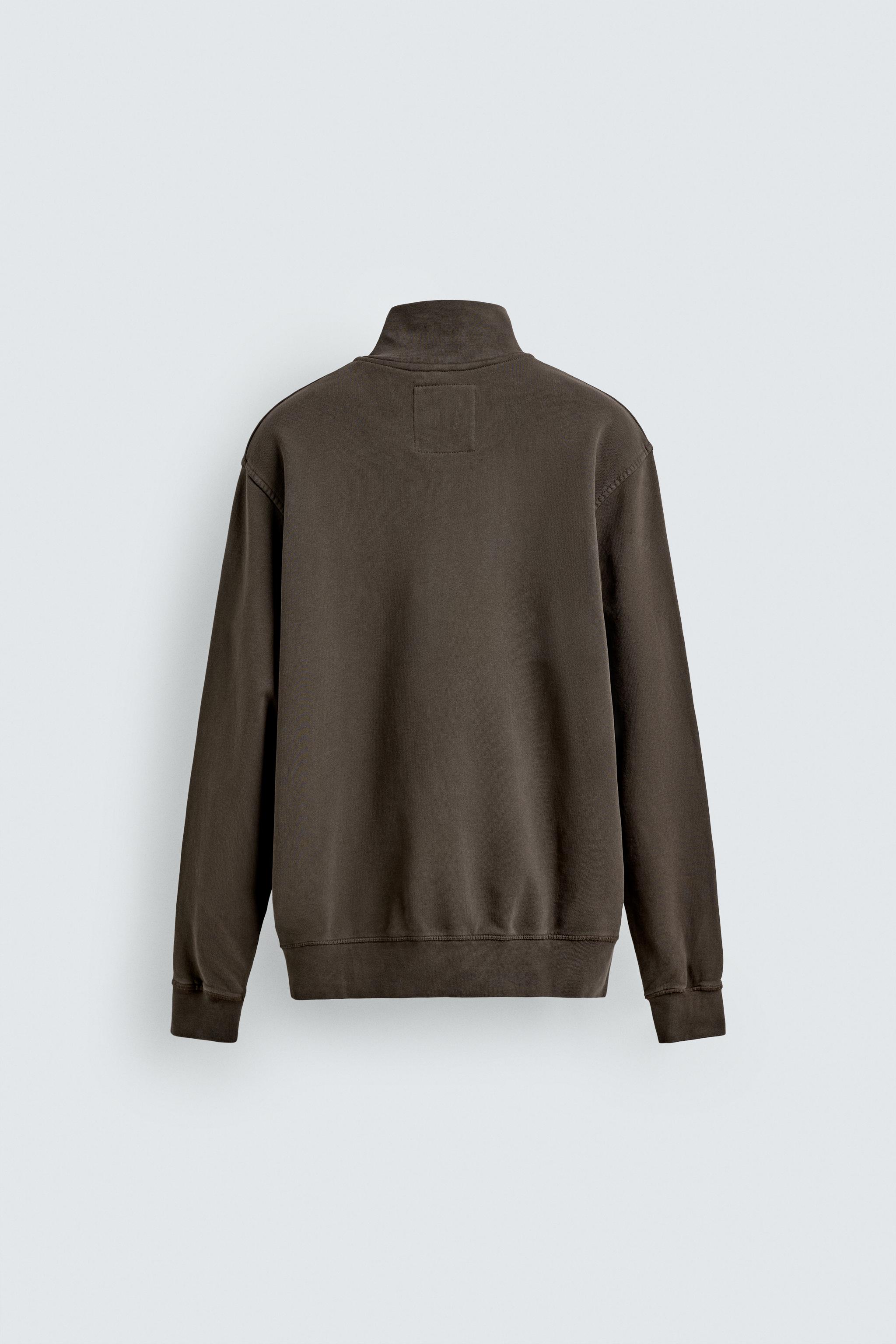ウォッシュドジップアップスウェットシャツ - ダークブラウン | ZARA