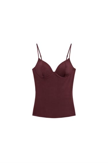 Zara POLYAMIDE BLEND TOP - GARNET