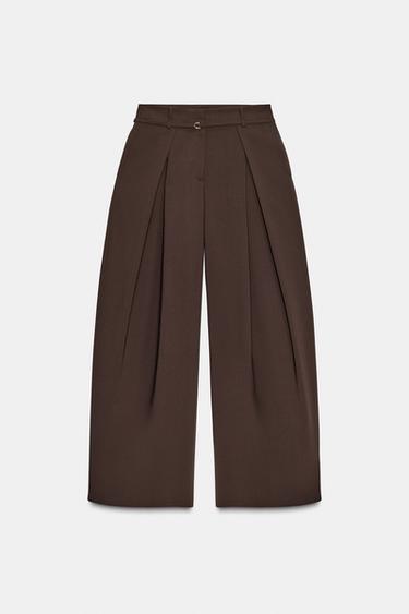 PANTALON LARGE AVEC CEINTURE FINE - Marron de Zara - Image 6
