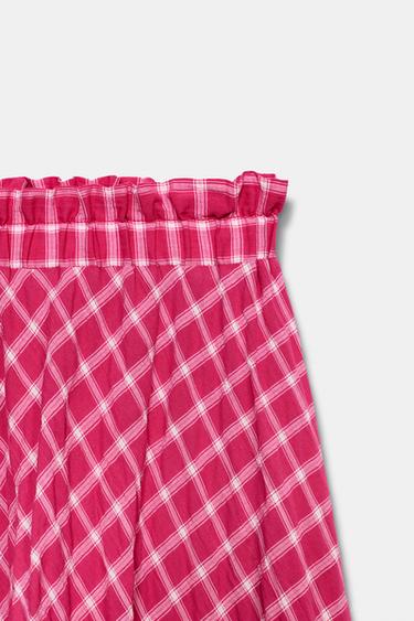 JUPE MI-LONGUE À CARREAUX - Fuchsia de Zara - Image 6