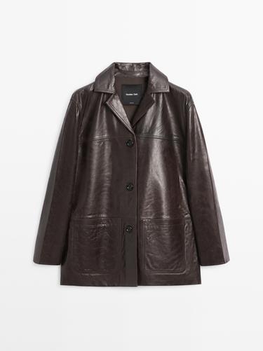 Zara Nappa leather blazer with buttons - Brown