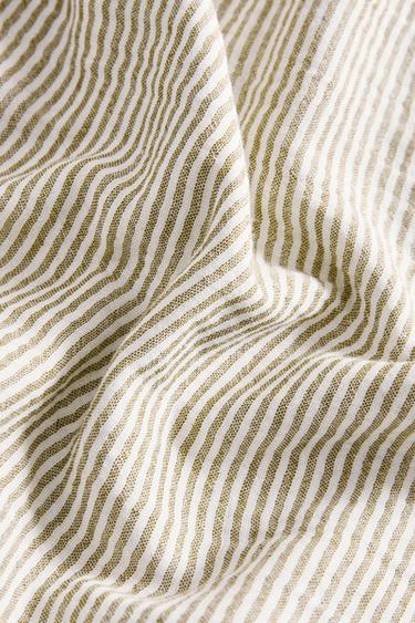 KIDS' STRIPED MUSLIN FLAT SHEET - Green by Zara - Image 3