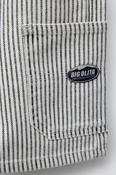 STRIPED TWILL BERMUDA SHORTS WITH LABEL - Ecru / Black by Zara - Image 3