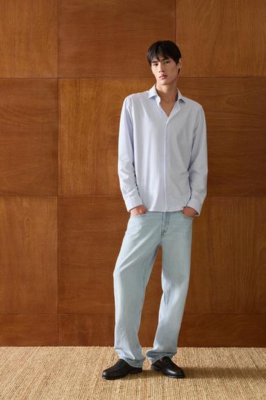 Zara 標準版襯衫 - 白色 / 海藍色