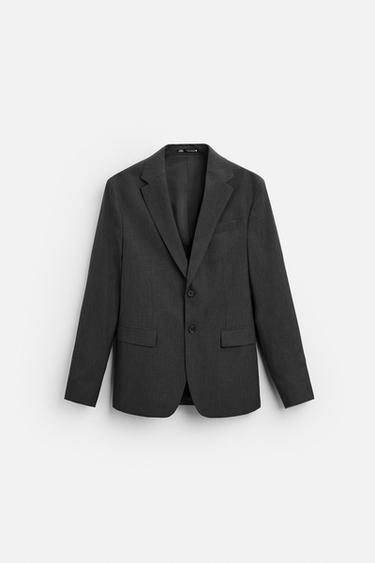 CHECKED SUIT BLAZER - Anthracite Grey by Zara