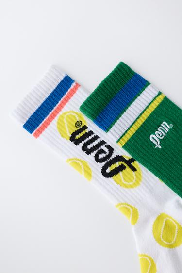2-PACK OF LONG PENN © SOCKS - White / Green by Zara - Image 2