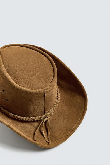 CHAPEAU EN CUIR DAIM - Tabac de Zara - Image 6