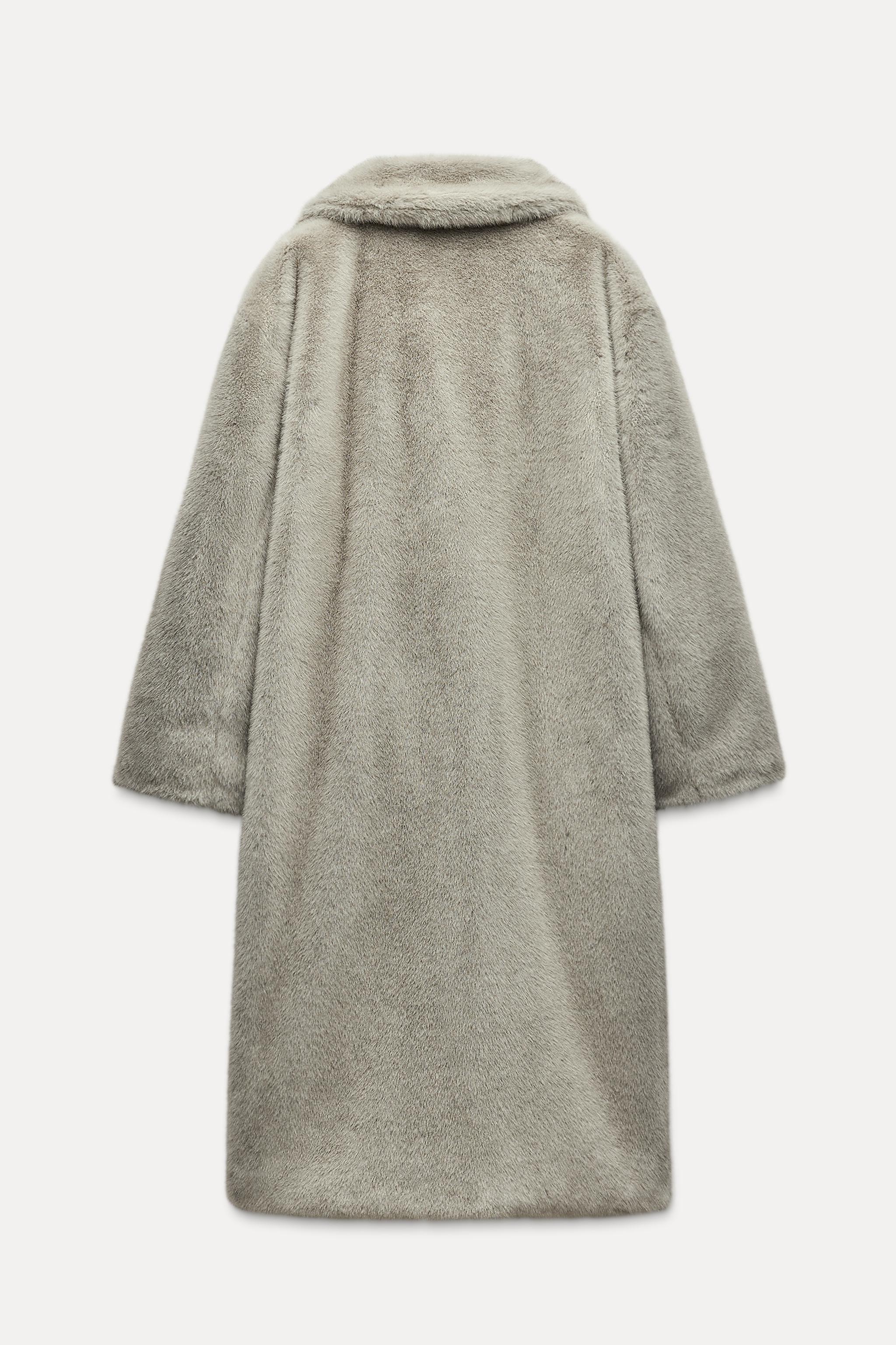 MANTEAU LONG EFFET FOURRURE Gris ZARA France