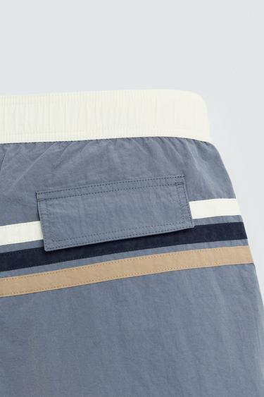 STRIPED LONG SWIMMING TRUNKS - Indigo by Zara - Image 3