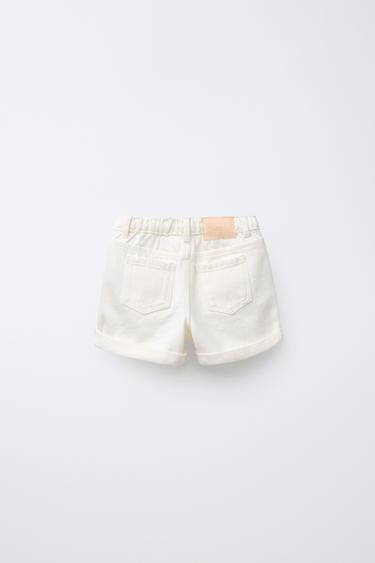 EMBROIDERED FLORAL DENIM BERMUDA SHORTS - White by Zara - Image 1