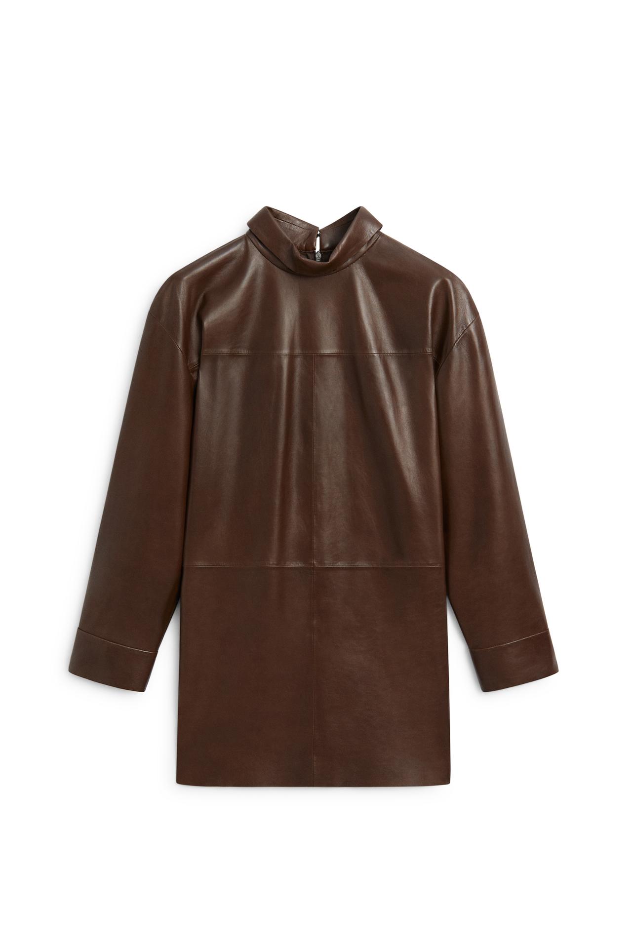 High neck leather blouse - LIMITED EDITION — Caramel