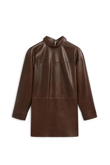 High neck leather blouse - LIMITED EDITION — Caramel 2