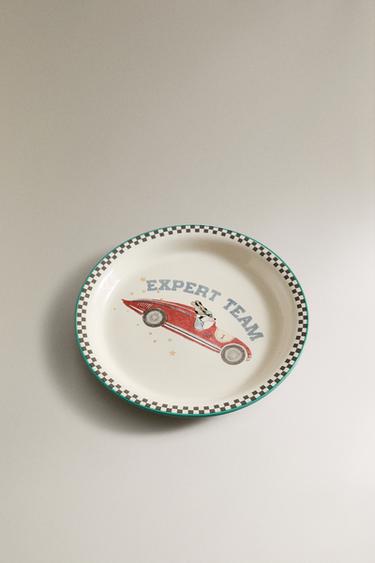 CHILDREN'S CERAMIC PLATE WITH RACER DOG - Multicoloured by Zara - Image 1