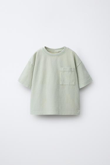 GARMENT-DYED T-SHIRT WITH POCKET - Khaki by Zara