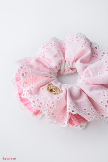 BUTTERBEAR © DOUBLE CHECK AND EMBROIDERED HAIR TIE - Pink by Zara - Image 1