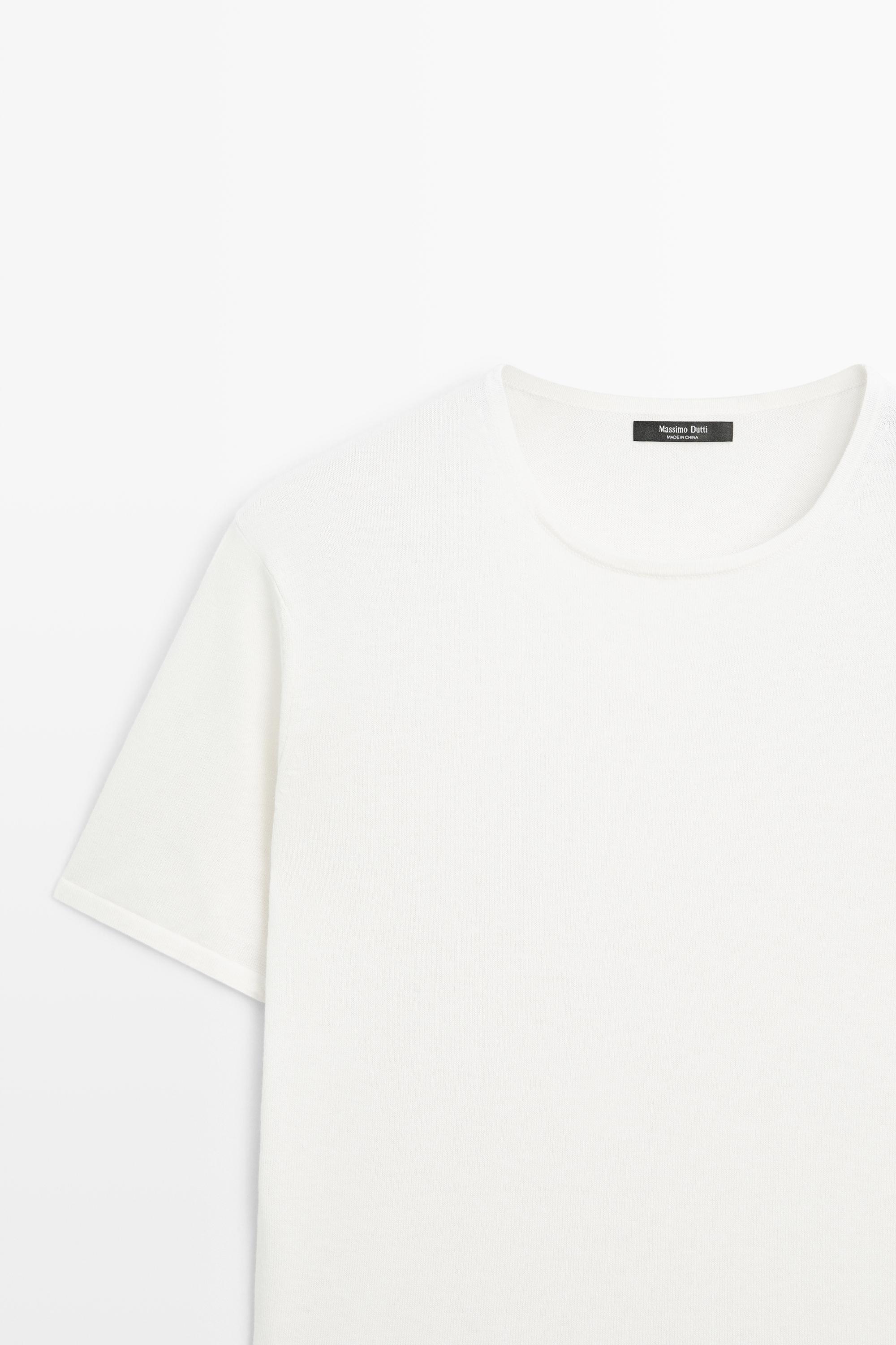 Cotton blend knit short-sleeve sweater