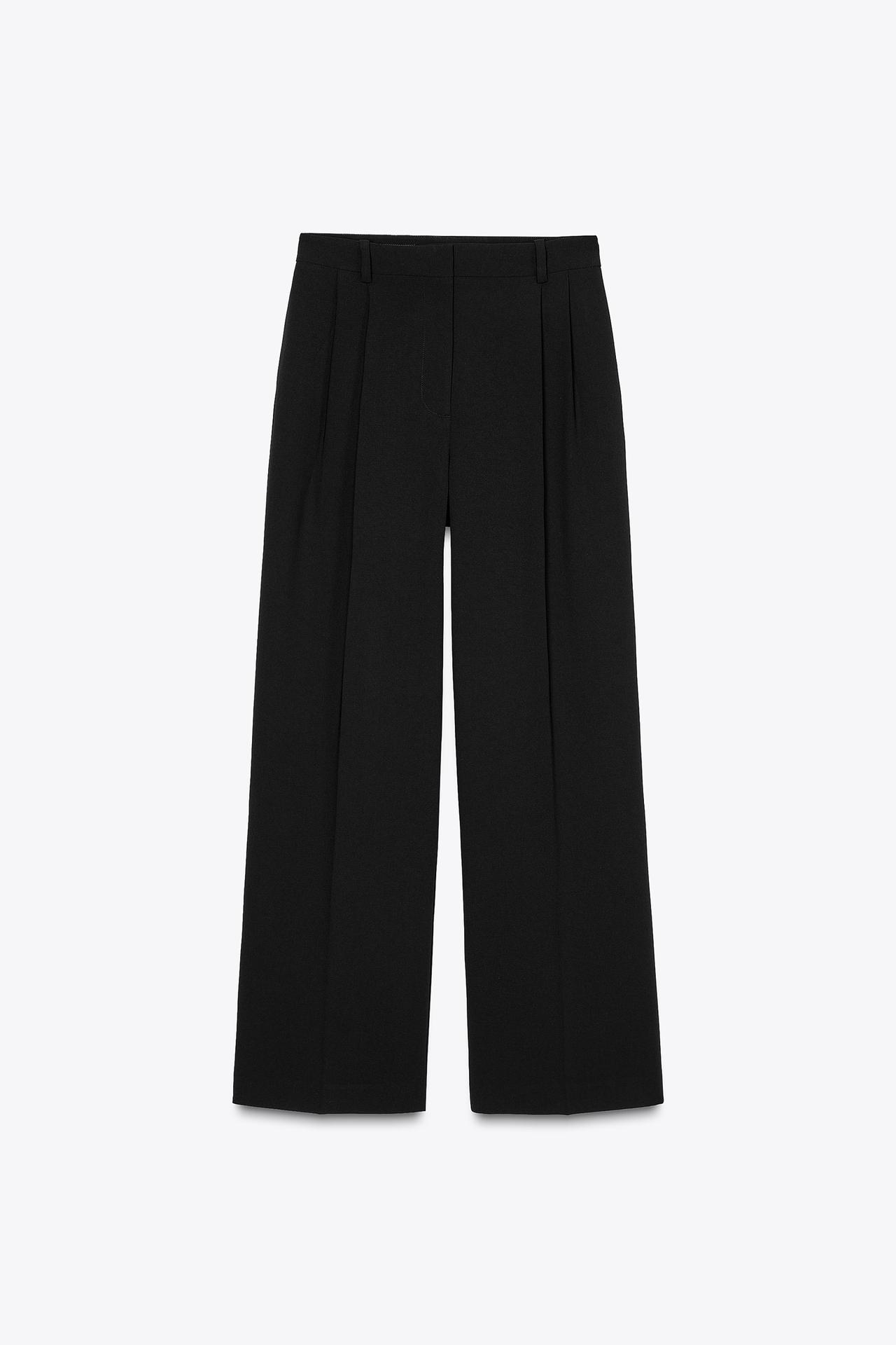 PANTALÓN ANCHO PINZAS - Negro de Zara - Imagen 4