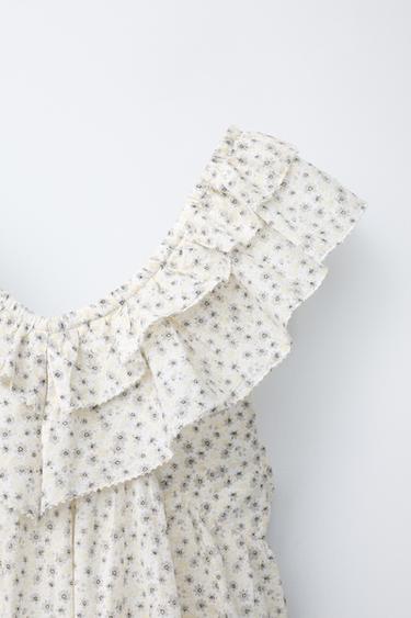 FLORAL PRINT DRESS WITH RUFFLES - Pearl grey by Zara - Image 2