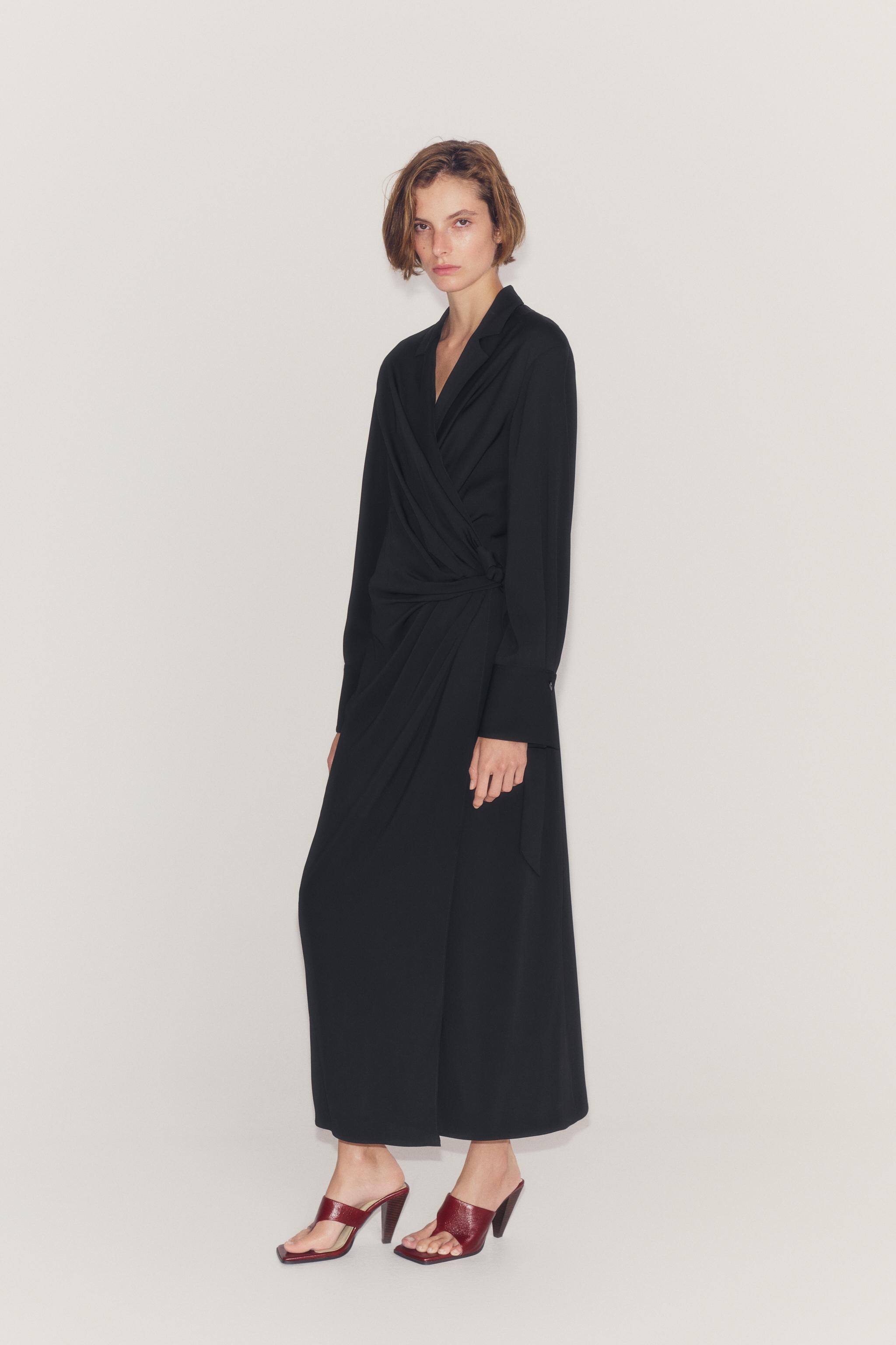 ZW COLLECTION SATIN KNOT DRESS — Black