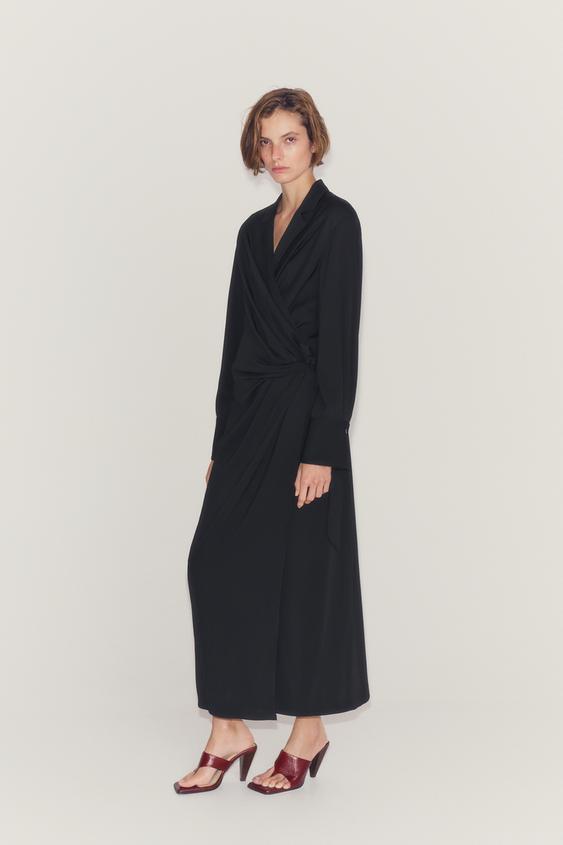 ZW COLLECTION SATIN DRESS WITH KNOT - Black de Zara - Imagen 0
