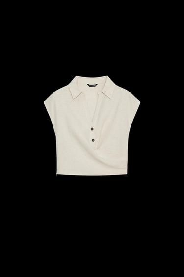 Zara SLEEVELESS PLEAT TOP - Light beige - Image 0