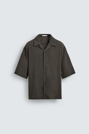 ÁO SƠ MI DÁNG RỘNG HỌA TIẾT NỔI - Màu nâu đậm từ Zara - Hình ảnh 0