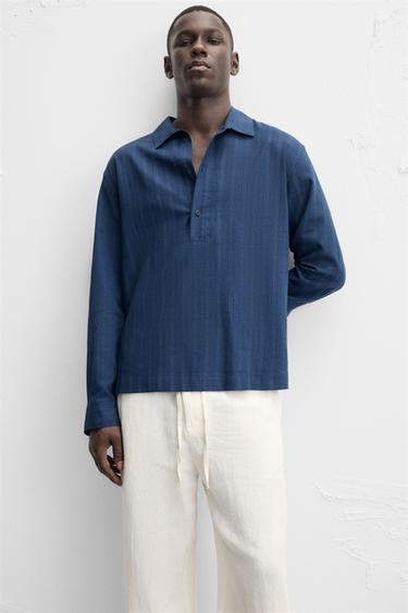 STRIPED POLO SHIRT - Blue by Zara - Image 5