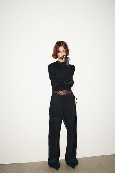 SATIN PAREO LACE TROUSERS - Black by Zara