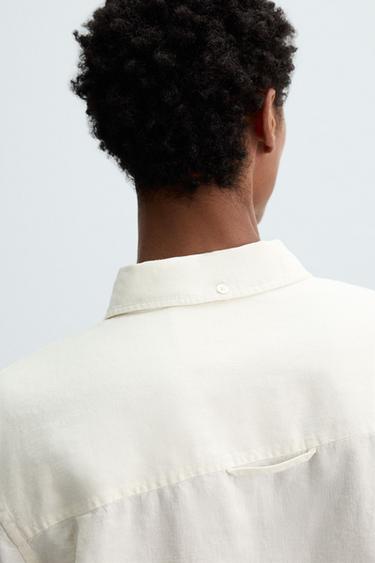 CHEMISE COUPE DÉCONTRACTÉE 100 % CHANVRE - Blanc cassé de Zara - Image 5