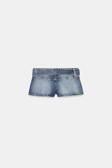 SHORT EN DENIM TRF AVEC CEINTURE - Bleu de Zara - Image 4
