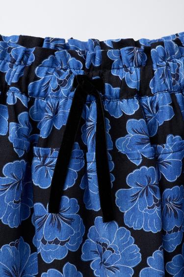 VELVET BOW FLORAL PRINT SKIRT - Blue by Zara - Image 2