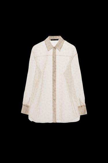 ORGANZA-HEMD MIT BLUMENMUSTER - Altrosa von Zara - Bild 0