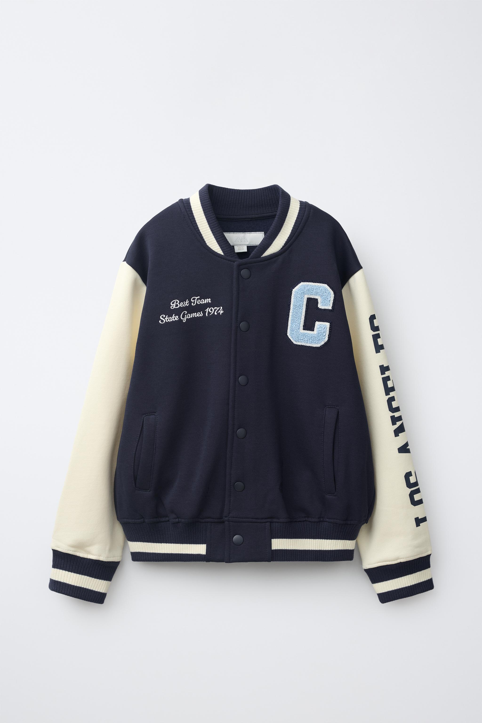 JAQUETA BOMBER VARSITY - Azul-marinho | ZARA Brasil